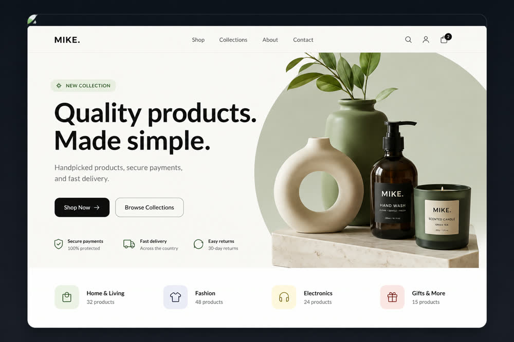 Zombase online storefront dashboard preview